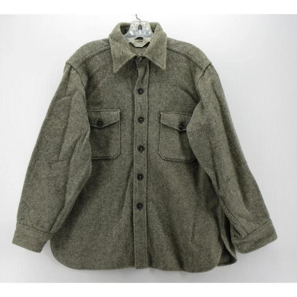 VGT Woolrich Shirt XL Mackinaw 70s Wool Blend Herringbone Shacket *